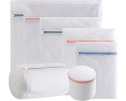 Waszakken - 7-pack waszakken met rits - Mesh waszakken voor wasmachines - Fijne mesh en grote mesh herbruikbare waszakken - voor delicate shirts, sokken, ondergoed, bh's, lingerie, babykleding - Ritssluiting in grove mesh-kleur van 70 g