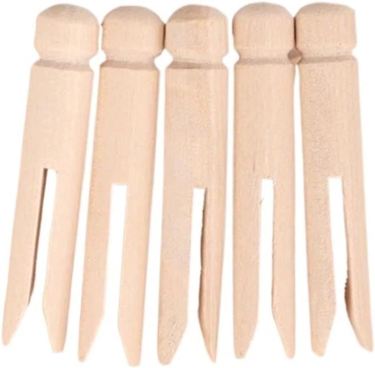 Houten Clips - Kleine Knijpers - Ambachtelijk Gebruik - Veilige Grip - 8cm 100 Stuks - Houtkleur — afbeelding 1