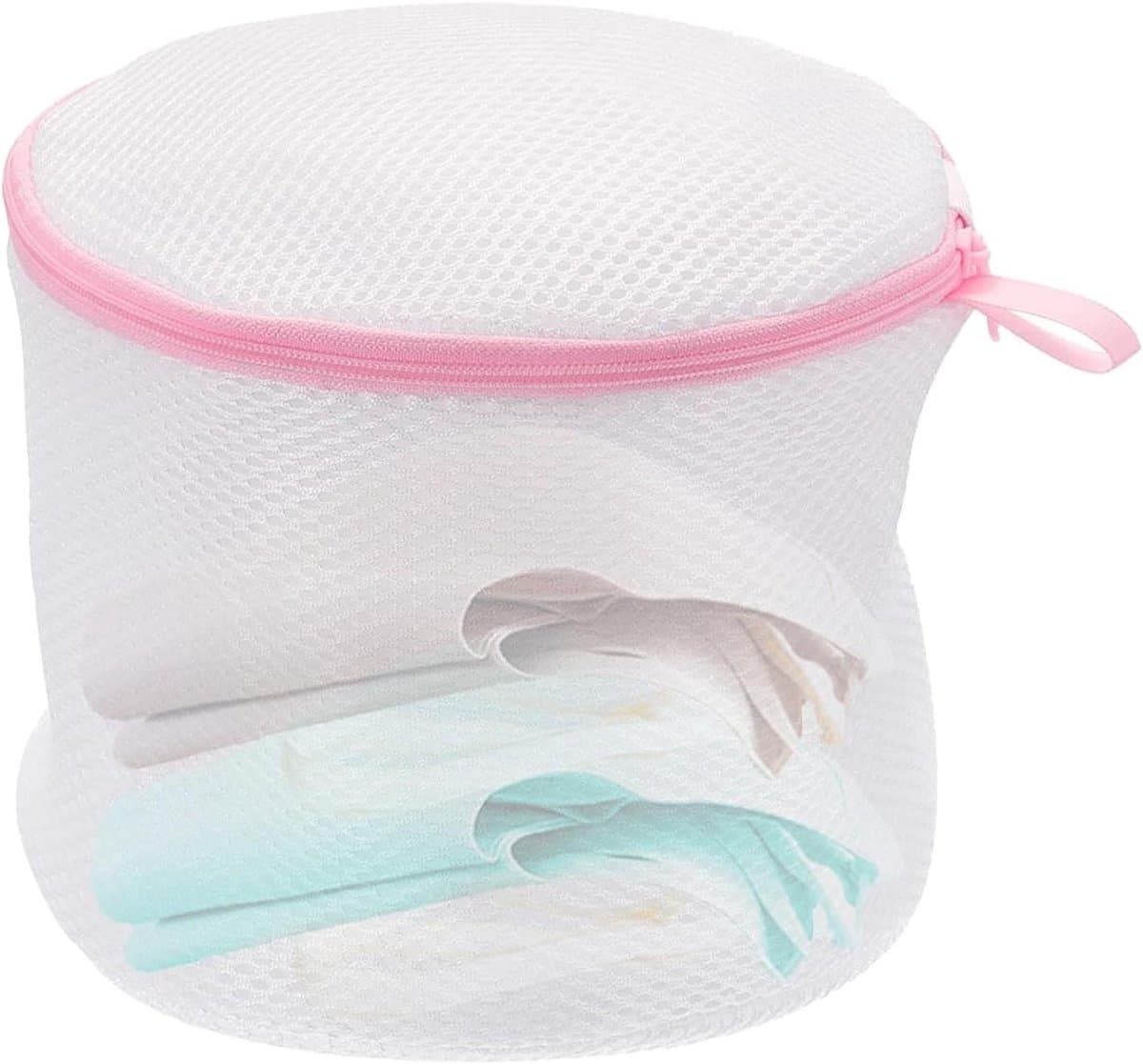 Waszak voor beha's - Lingerie net - Ondergoed wassen - Mesh ontwerp - 16x16cm - Roze — afbeelding 1