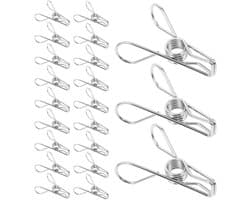 Metalen Wasknijpers - Dekenklemmen - Kleding Drogen - Roestvrij Staal - 85 cm - Zilver