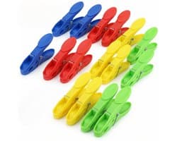 Dailygoods- Wasknijpers Set van 32 - Kunststof - Antislip Klemmen - Brede Greep - Weerbestendig - Geschikt voor Binnen/Buiten - Wasknijper