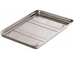 RVS Lekbak - Opvangbak Drip Tray - Voorkomt Vlekken - Hoge Rand Ontwerp - 24x18cm - Zilver