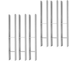 Paaldragers 6 stuks - Paalankers H-anker - Stevige Fundering - Robuust Gelakt IJzer - 600x60x111 mm - Zilver Grijs