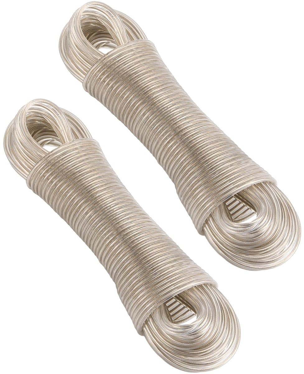 Dailygoods- Waslijn Uittrekbaar 30m - 2 Pack - Stalen Kern - Roestvrij en Waterdicht - Duurzaam - PVC Coating - Waslijn Touw — afbeelding 1