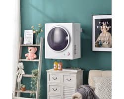 Re-purelife® luchtafvoerdroger 2,5 kg met timer en wandmontage - compacte wasdroger van staal - droogkast met dubbel filtersysteem en RVS trommel - vrijstaand design wit 49,5 × 41,5 × 58,8 cm — afbeelding 1