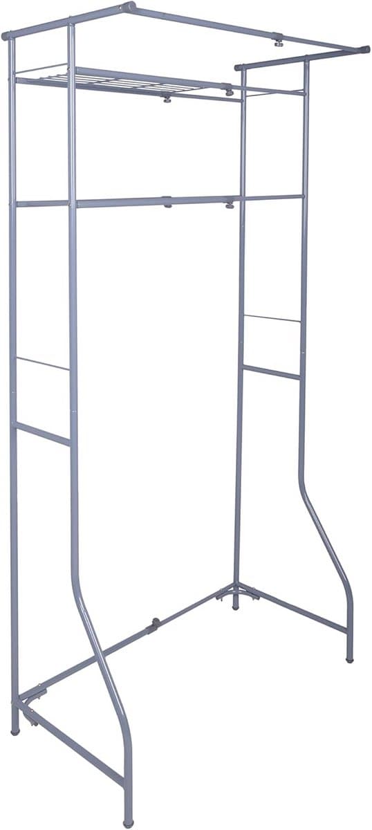 Uittrekbaar Wasmachine Rek bovenbouw Grijs - Metalen Opbergrek 170x60-90cm - Badkamer & Wasruimte Organizer met 2 Planken — afbeelding 1