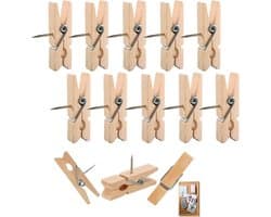Houten Klemmetjes met Prikkers 100 Stuks Natuurlijk voor Prikborden en Knutselwerk