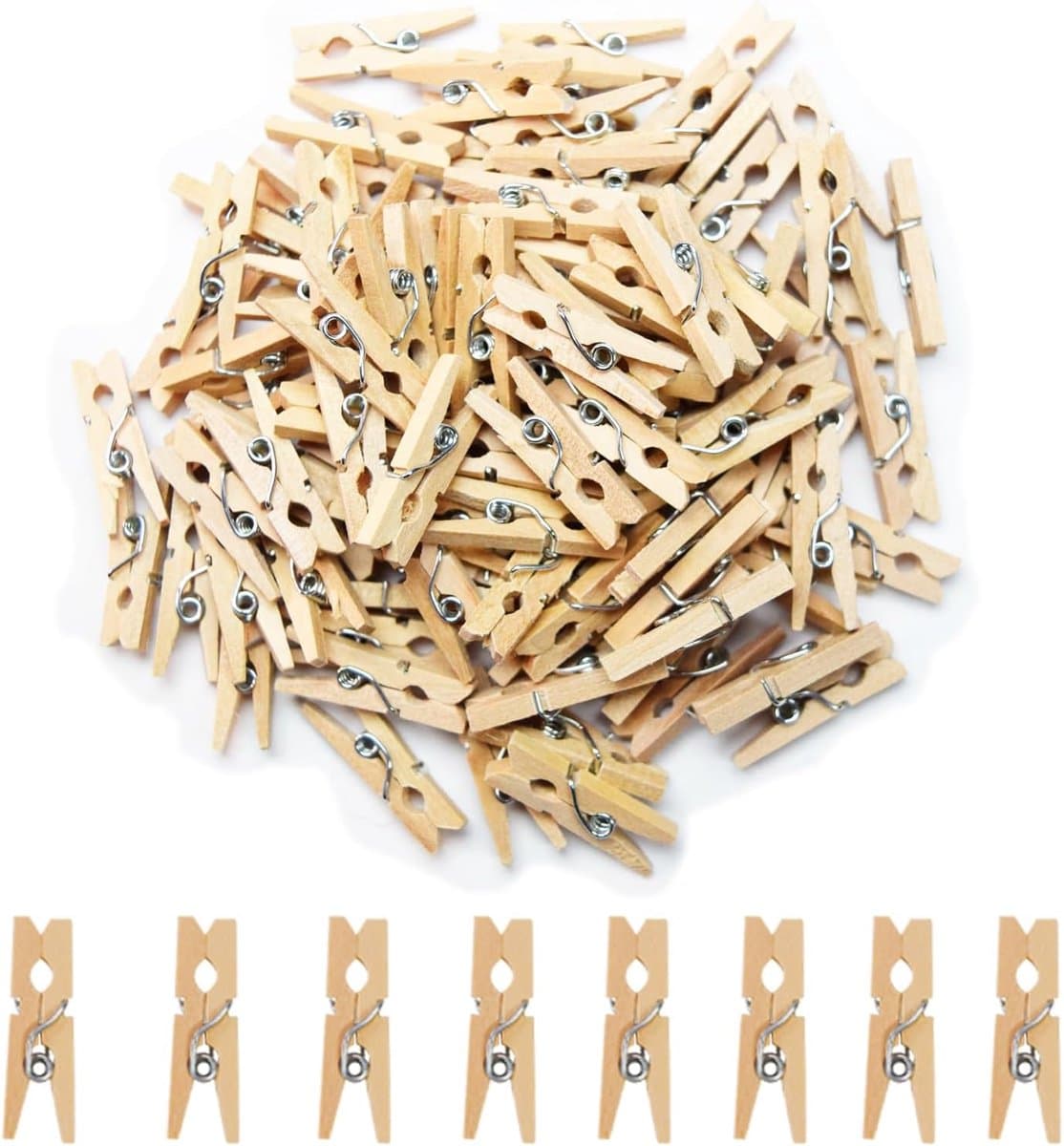 500 mini-kledingclips - Kledingclips van hout - 2,5 x 0,3 cm - Mini-fotoclips - Kleine kledingclips - Geschikt voor woondecoratie, knutselwerk, wanddecoratie, het bevestigen van foto's en als paperclip. — afbeelding 1
