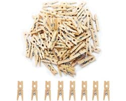 500 mini-kledingclips - Kledingclips van hout - 2,5 x 0,3 cm - Mini-fotoclips - Kleine kledingclips - Geschikt voor woondecoratie, knutselwerk, wanddecoratie, het bevestigen van foto's en als paperclip.