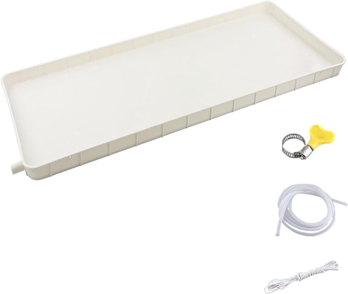 Lekbak Airco - Condensbak Opvangbak - Waterschade Voorkomen - Inclusief Afvoerslang - Voor Units < 83cm - Wit — afbeelding 1