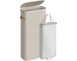 SONGMICS - Wasmand - Wasmand met Deksel en Handgrepen - 65 L Capaciteit - Voor Slaapkamer of Badkamer