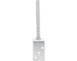 Alberts 213954 L Post Holder with Rebar Steel Concrete Anchor Hot Galvanized Width 80 mm Length of Reinforcement Steel 200 mm
