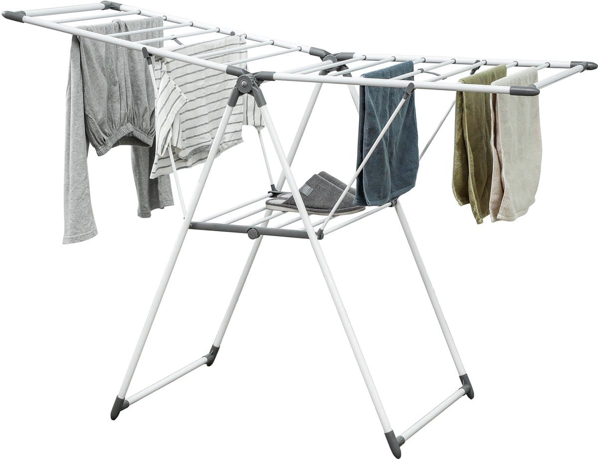 Homcom Clothes Drying Rack-Metaal, Kunststof-156,5L x 61,5B x 97H cm-Wit — afbeelding 1