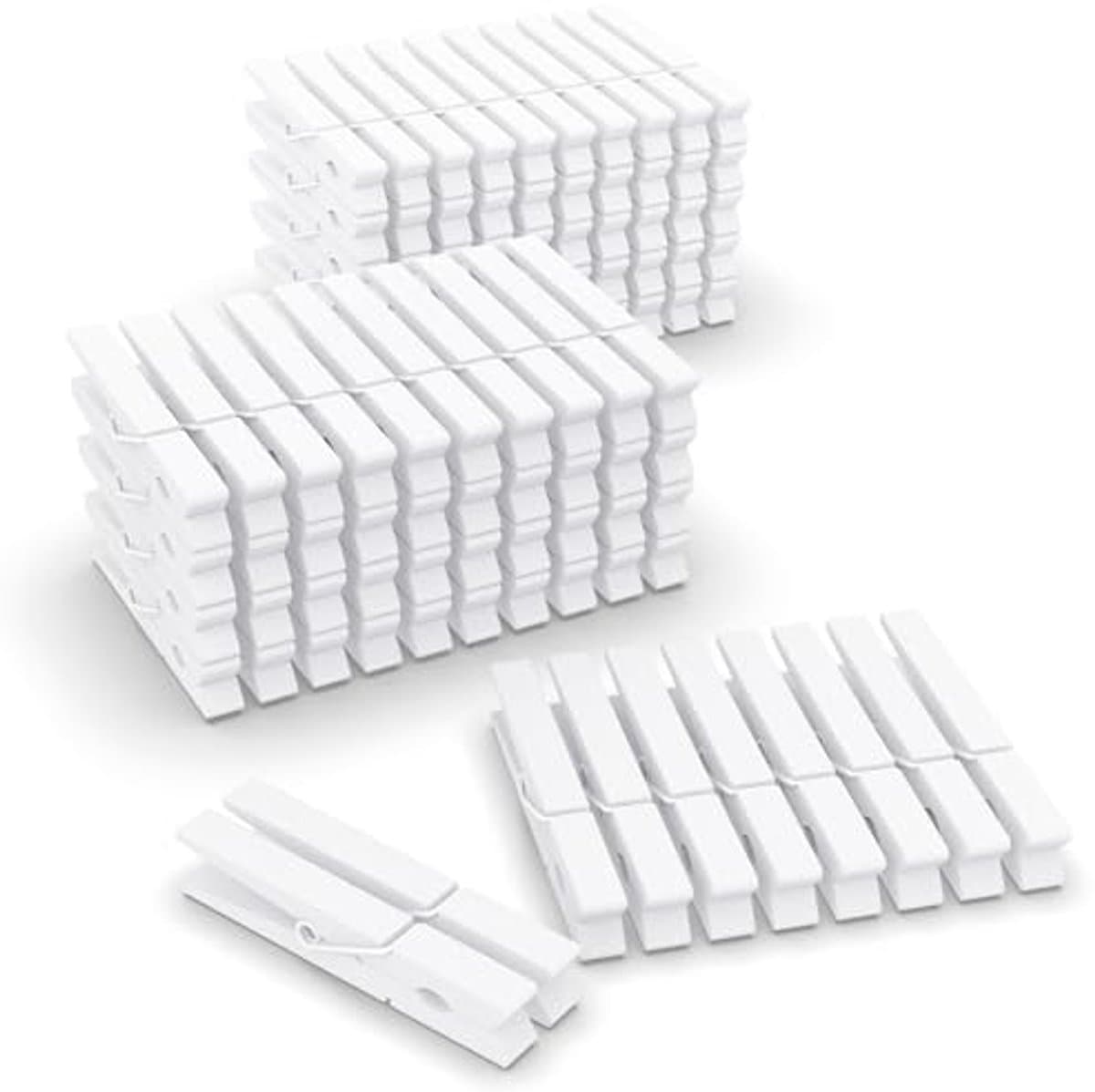 100 Stuks Houten Wasknijpers - Witte Kledingspelden voor Ambacht en Foto's - 7,9 cm — afbeelding 1