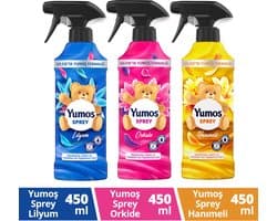 Yumos Textielverfrisser 3 geuren textielspray verwijdert geuren en laat een frisse geur achter - 3x 450ml