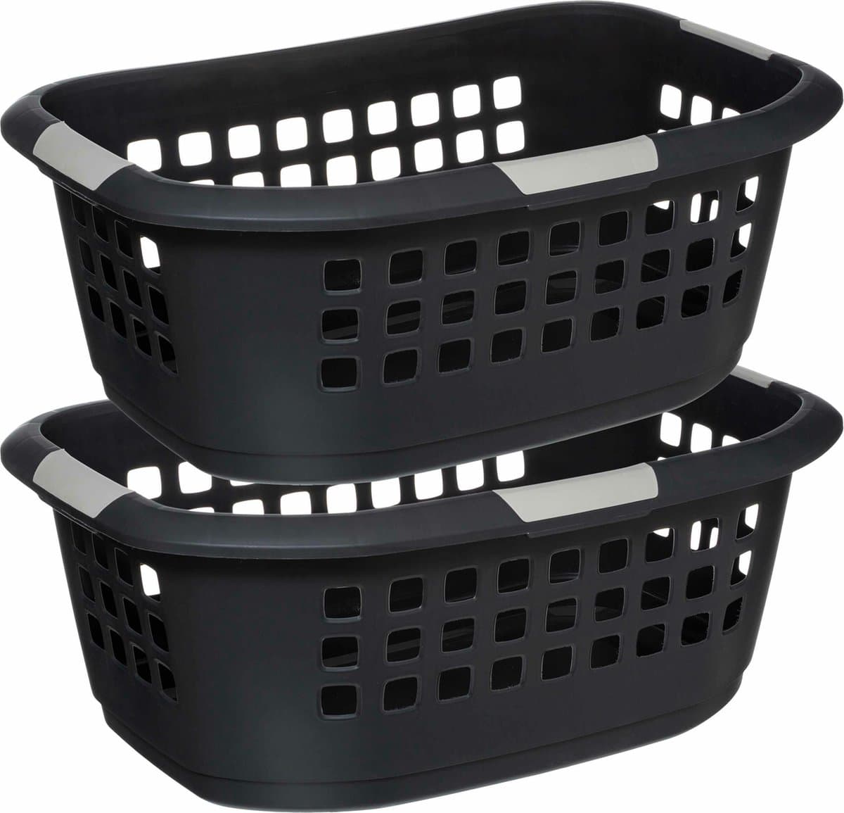 5Five Wasmand extra groot - 2x - antraciet - kunststof - 51 liter - 67 x 47 x 27 cm — afbeelding 1