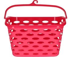 Plasticforte Wasknijpers ophang mandje aan haak - 26 x 15 x 21 cm - fuchsia roze - kunststof