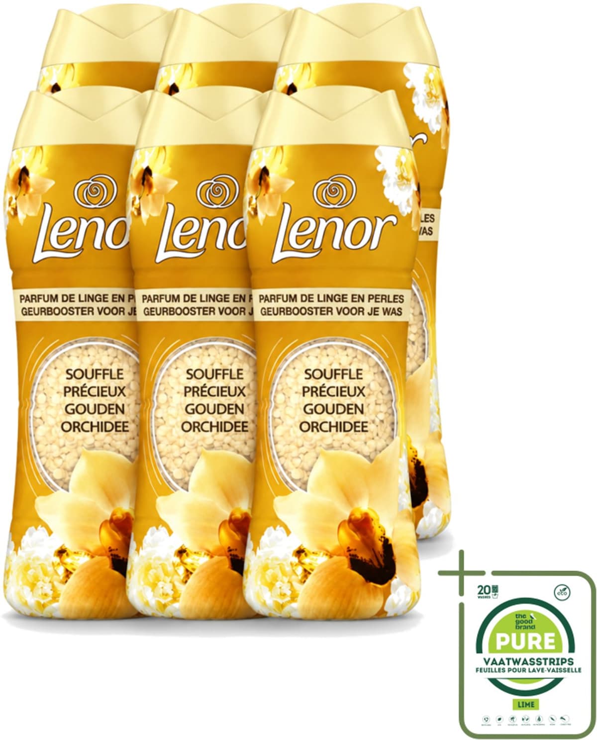 6 x Lenor - Geurbooster - Gouden Orchidee - 22 Wasbeurten - Grootverpakking - Vaatwasstrips - Geurbooster Was - Geur In Was - Geur In Kleding - Wasgeur - Geur In Wasmachine — afbeelding 1