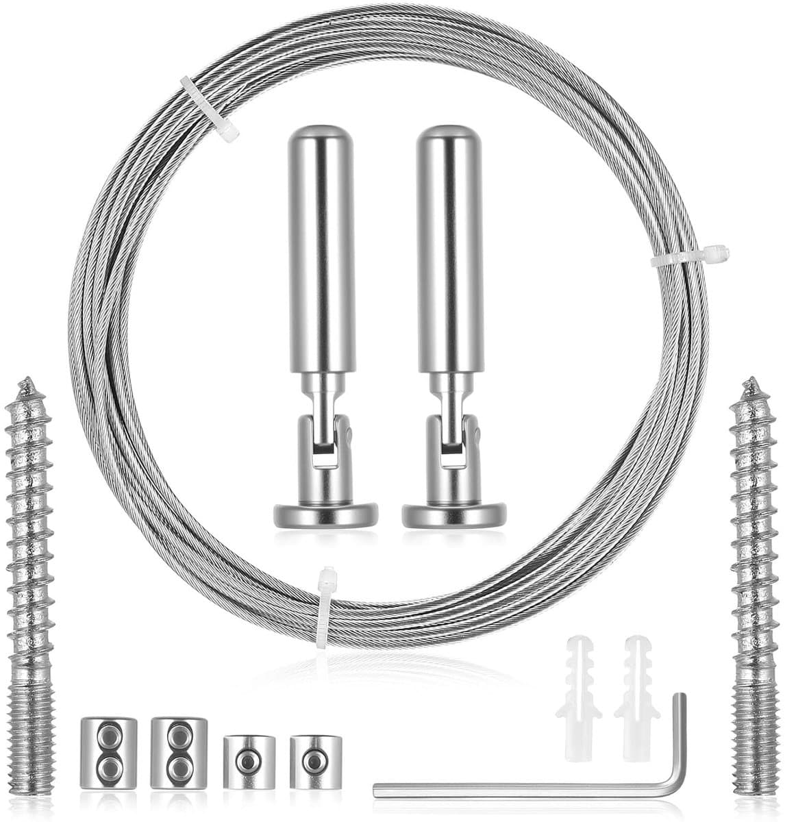 Kabel voor gordijnen, 5 meter roestvrij stalen draad, spantouw, waslijn van metaal, voor buiten, gordijn — afbeelding 1