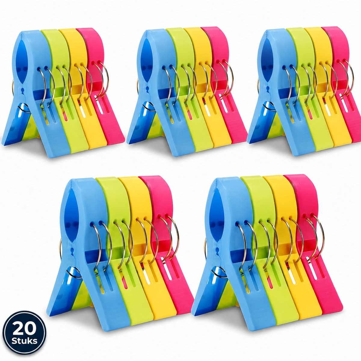 Strandlaken Knijpers 20 Stuks – Extra Grote Handdoekknijpers – Sterke Grip – Strand, Zwembad, Camping & Picknick — afbeelding 1