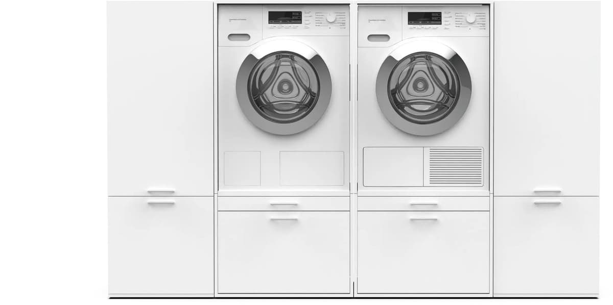 Washcab® Wasmachine Kast - Wasmachine Verhoger - Wasmachine Ombouw - Wit - Duo Set Low 4 - 120kg draagkracht - 5 jaar garantie — afbeelding 1