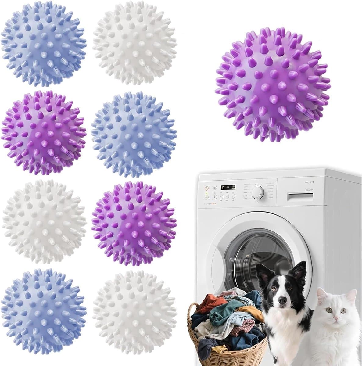 9 stuks wasmachine-ballen, herbruikbare wasballen, verbetert het wassen, anti-spoelen, anti-rimpelbal, drogerbal voor droger en wasmachines — afbeelding 1