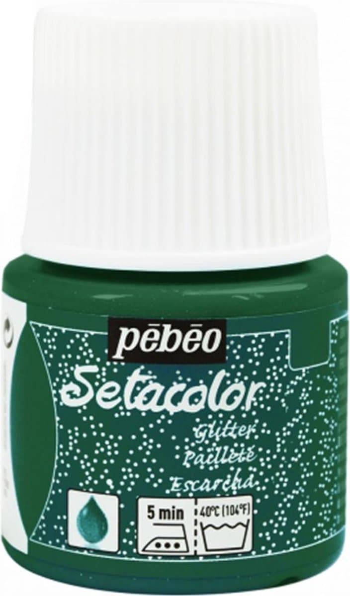 Pébéo Setacolor Glitter Smaragd Textielverf - 45ml textielverf voor lichte stoffen — afbeelding 1