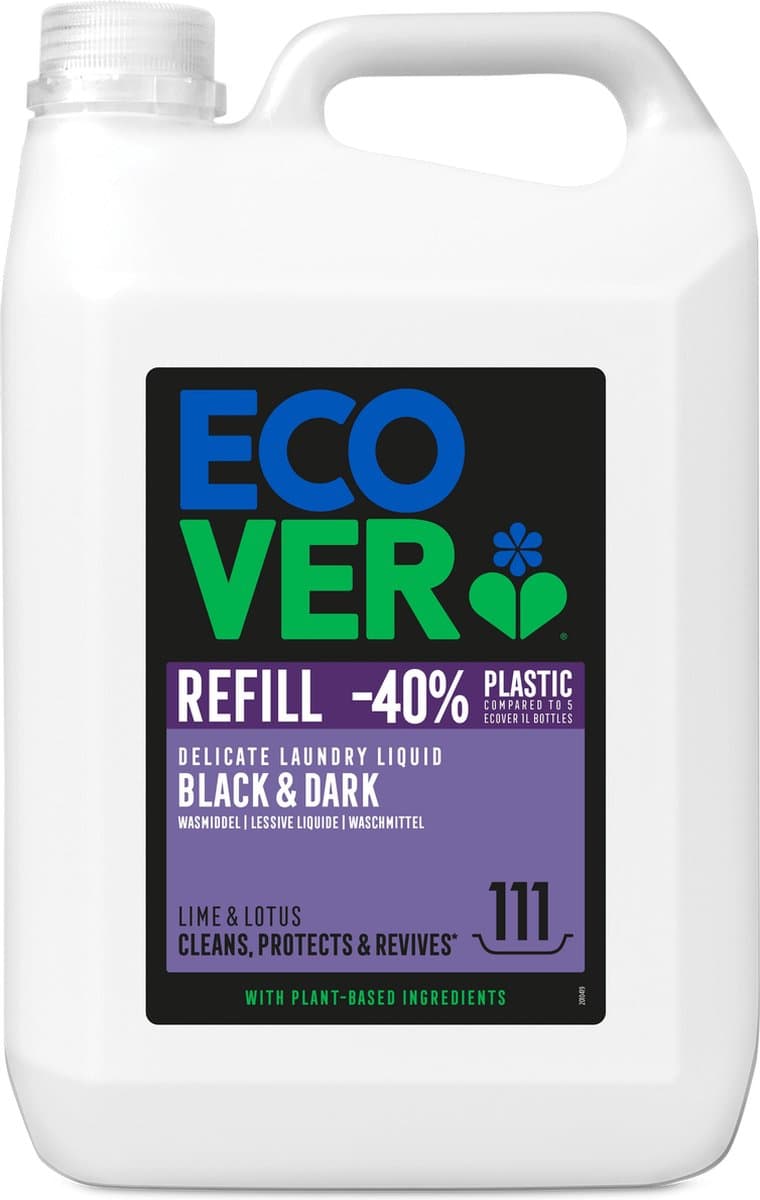 Ecover - Vloeibaar Donker Wasmiddel - Grootverpakking 5 L - Kleurbescherming & Pluisverwijdering - Plantaardig & Biologisch afbreekbaar - Fles van gerecycled plastic — afbeelding 1