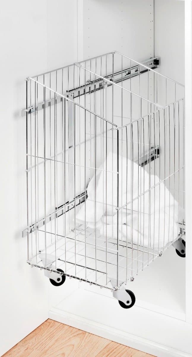 Eleganca uittrekbare wasmand - verstelbare vakken - luxe inbouwwaskorf - metaal - 32x50x55cm - verrijdbaar/met zwenkwielen — afbeelding 1