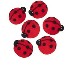 HI drogerballen/wasbollen - 6x stuks - lieveheersbeestjes - voor zachte/kreukvrije was - wasdroger ballen