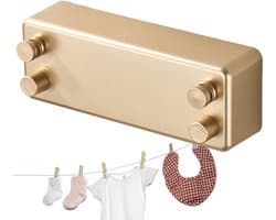 Intrekbare Waslijnen - Droogrek Dubbel - Kleding Drogen - Dubbele Uittrekbare Lijnen - 1 meter - Goud