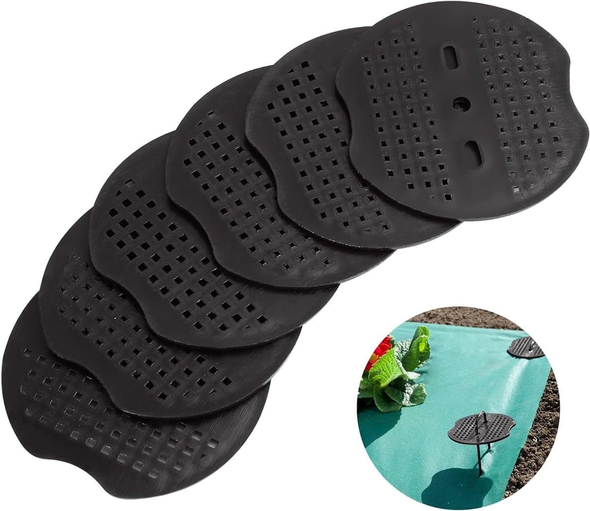 Pack van 200 Buffer Discs voor Grondankers, Kunststof Onderlegschijven voor Tuin, Tent en Netten, Ideaal voor Stabiele Bevestiging en Ondersteuning — afbeelding 1