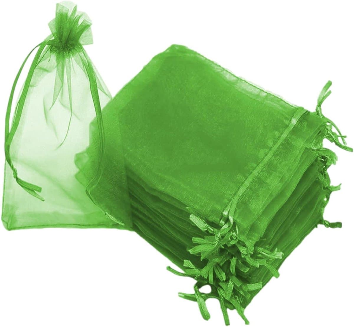 Fruitnettenzakken - Beschermzakken - Fruit beschermen - Met trekkoord - 100 stuks - Groen — afbeelding 1