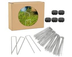 50 U-vormige gegalvaniseerde grondpinnen, 15 cm, tuinankers, stevige ankers, roestvrij, Geschikt voor onkruidbestrijding, gazons, tenten en kamperen.