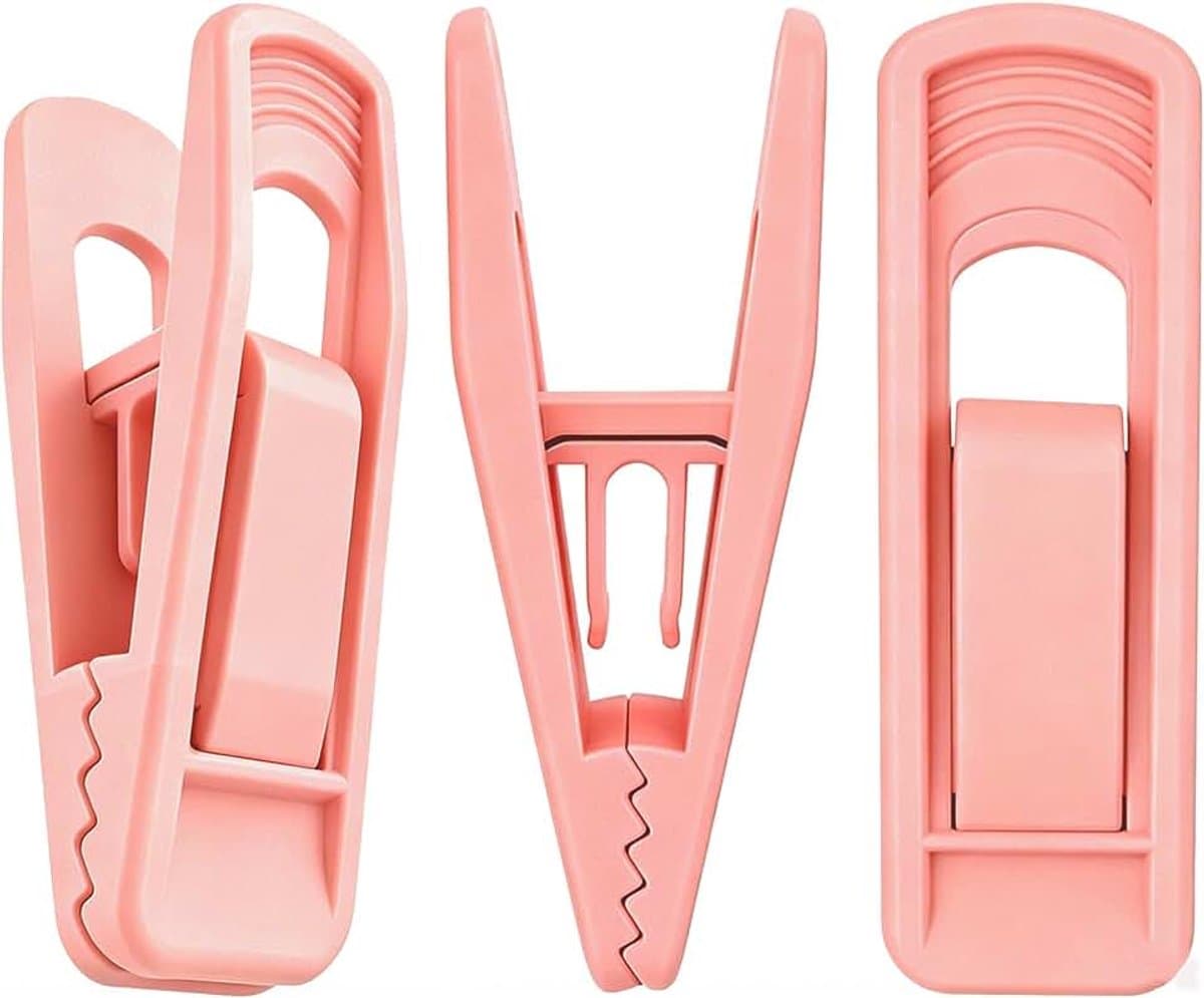 Set van 20 fluwelen kleerhangers, vingerbroekclips voor fluweelvlokken, kledingspelden (roze (kunststof)) — afbeelding 1