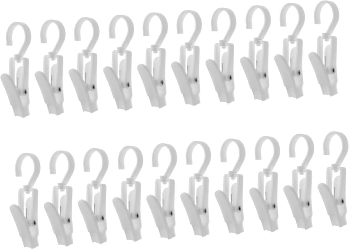 Kunststof Kledinghanger Clips - Washaken Ophangclips - Spullen Ophangen - Sterke Klemkracht - 20 Stuks - Wit — afbeelding 1