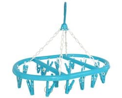 Droogcarrousel/droogmolen blauw met 20 knijpers 41 x 32 cm - Droogrek/Droogmolen/Wasrekje