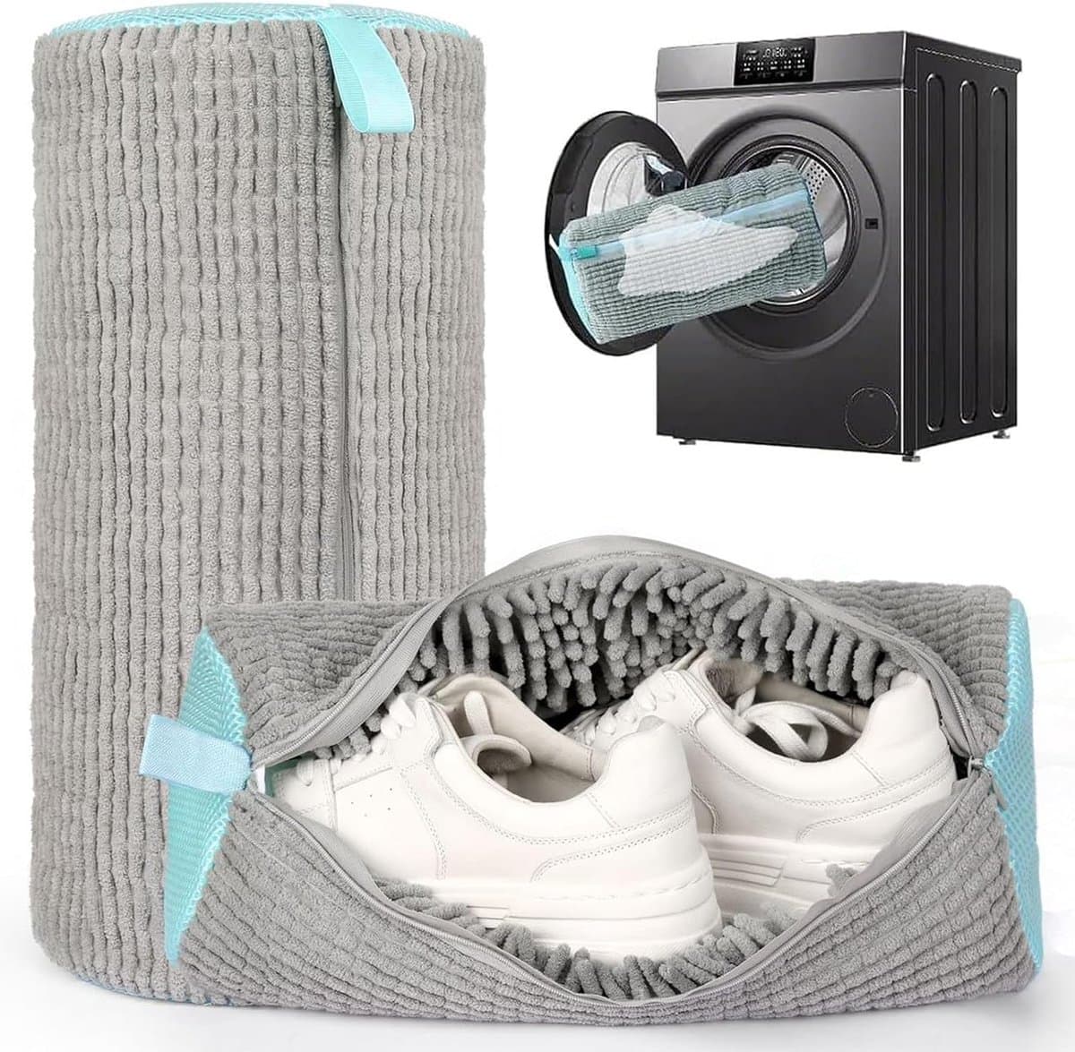 SnelShoppen - Set van 2 Wasmachine Waszakken, Anti-Deformatie, Herbruikbaar en Duurzaam, Voor Alle Maten, Grijs, Voor Schoenen en Kleding — afbeelding 1