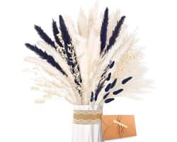 Gedroogd Pampasgras - Natuurlijke Gedroogde Bloemen, Zwart en Wit Pampasgras Pluizige Bladeren, Gedroogd Bloemenboeket Voor Knutselen, voor Bruiloftstafel Woonkamer Vazen Boho Home Decor