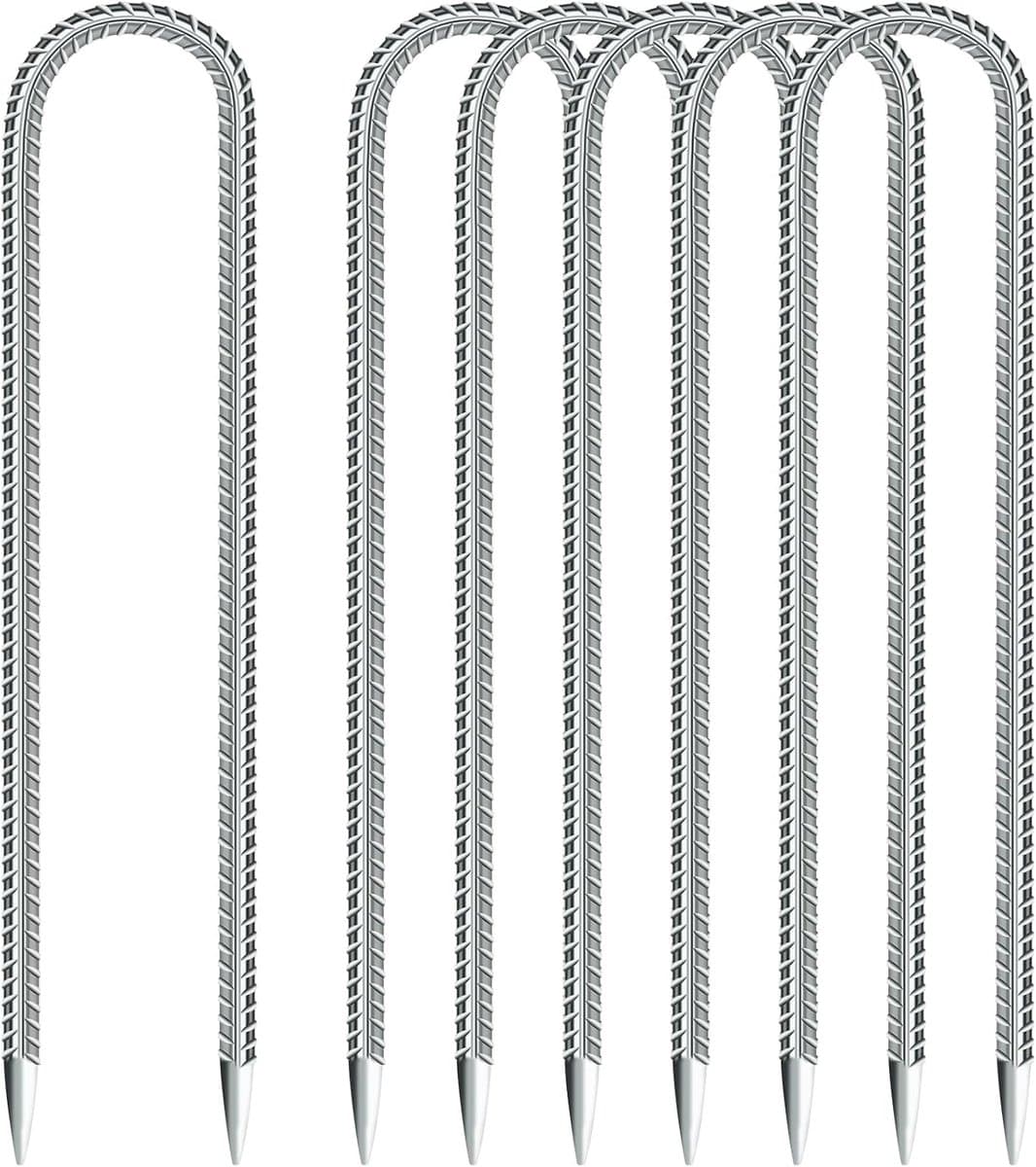 SnelShoppen - 6 Stuks Grondankers, Grondankers 30 cm Lang, U-Haak, Tent Pegs, Trampoline Haken voor Bevestigen van Tuinhekken, Camping, Tuin, Winderig — afbeelding 1