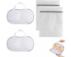 SnelShoppen - Underwear Laundry Bags Set - 2 Bra Waszakken + 2 Net Waszakken - Ademend en Duurzaam - Bescherming en Organisatie - Maat 34.5cm en 40x55