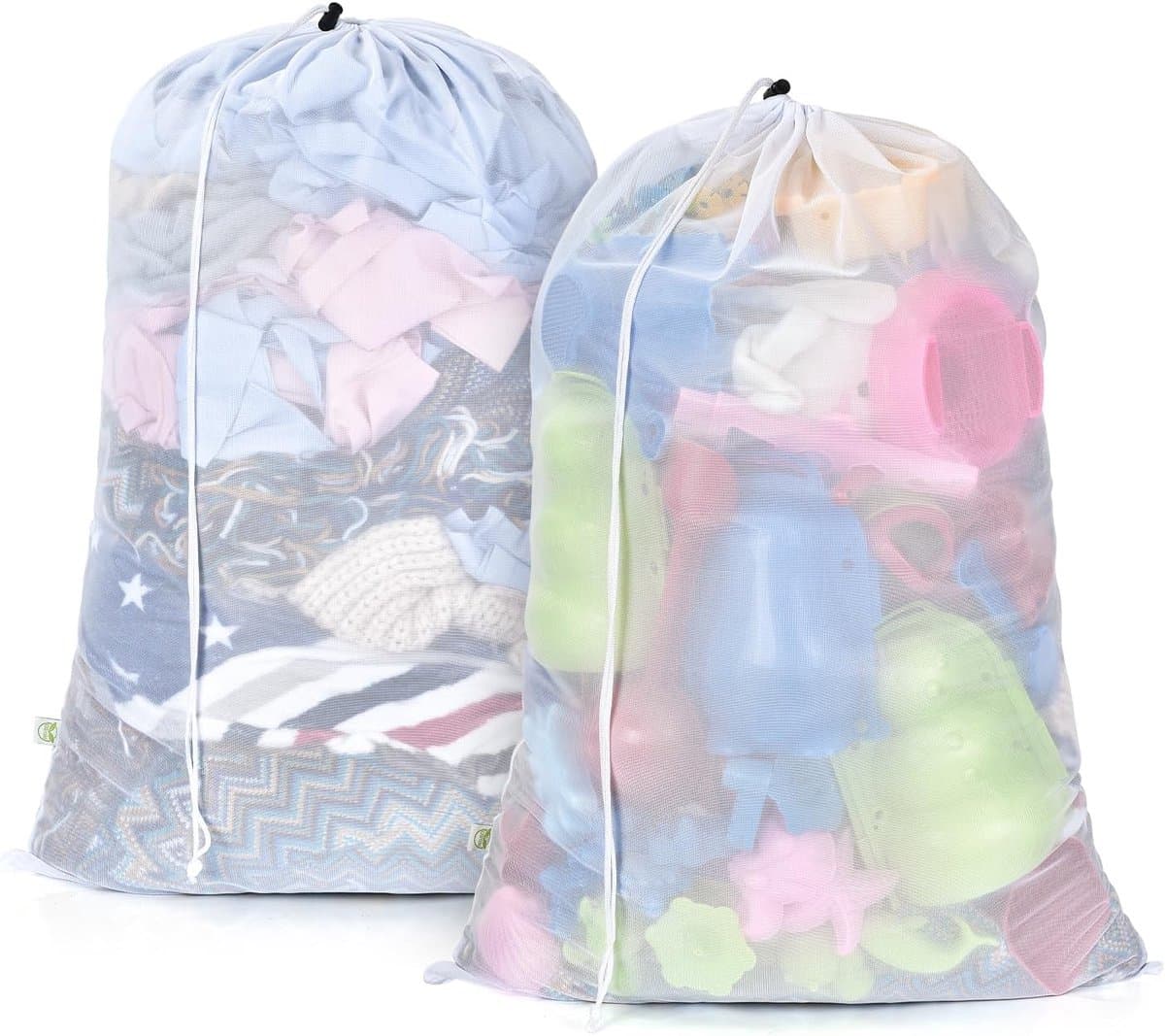 SnelShoppen - OTraki Mesh Waszak - Sterke Waszak voor Kleding, Wasgoed en Sportkleding - Ademend Netstof, Handvatten, 60x50 cm - Ideaal voor Thuis, Sp — afbeelding 1