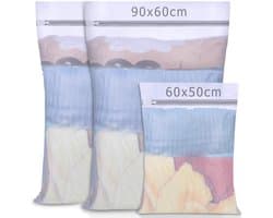 SnelShoppen - Grote Waszakken Set van 3 voor Wasmachine, Mesh Wasnetten met Rits, Perfect voor Fijne Was, Ondergoed, Sokken, Gordijnen, Fleece Dekens,