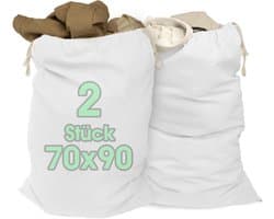 VIDA® - XXL Waszak Wit 70x90cm 100% katoen - Extra grote Heavy Duty waszak XL - duurzaam, met trekkoord, reis wasverzamelaar, wasbox, kledingzak, opslag
