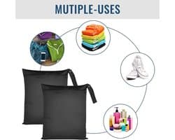Waterdichte organizer zakken, 2 stuks herbruikbare reiswaszakken met handvat en rits, ideaal voor zwemmen, sportschool en luiers, maten 20 x 30 cm en 25 x 38 cm