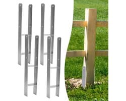 H-paalanker 4 stuks - Paaldrager grondanker - Houtbouw projecten - Stabiel en duurzaam - 600 mm lengte - Zwart