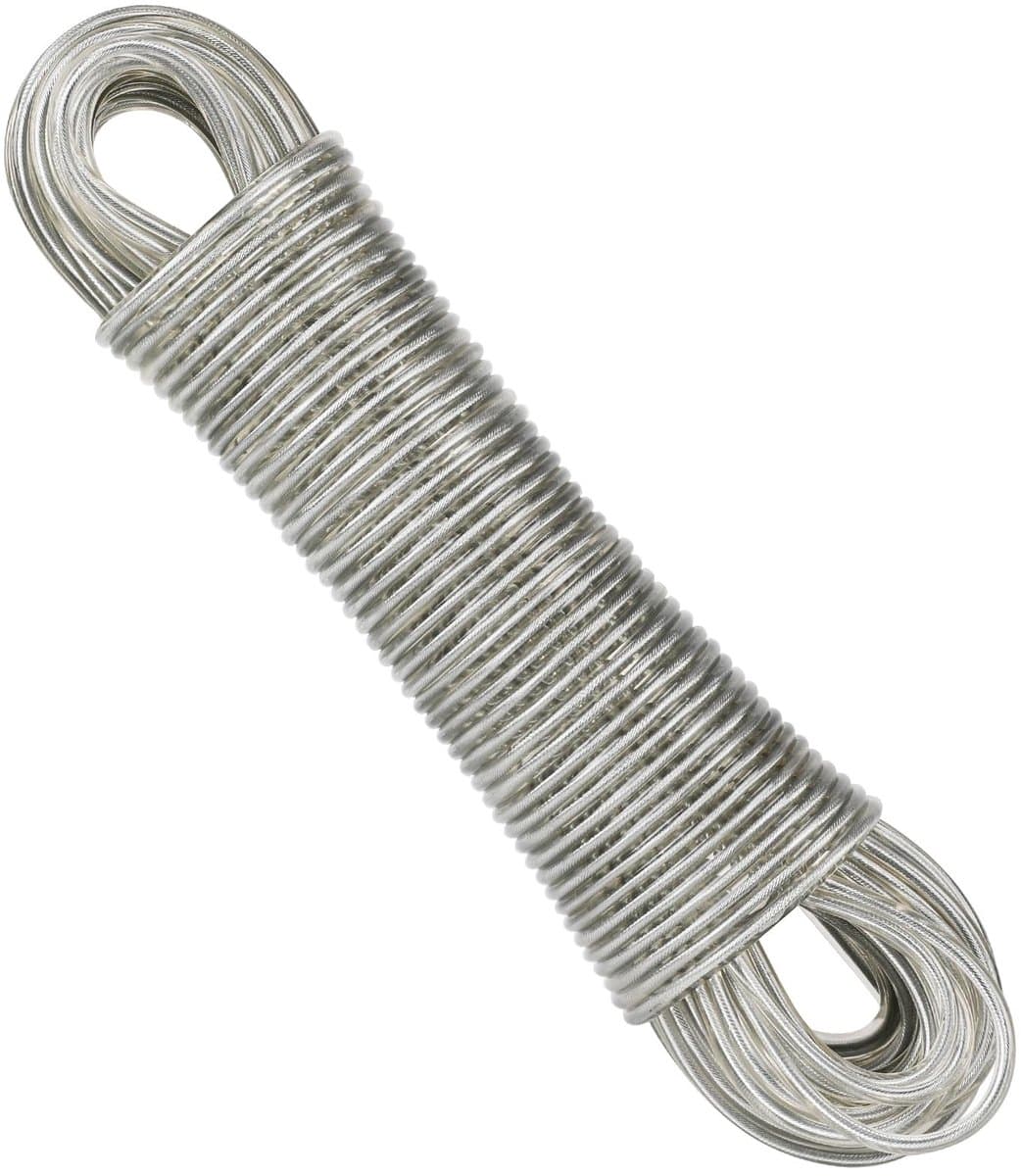 Dailygoods- Waslijn Extra Sterk - Waslijn met Stalen Kern - Roest- en Corrosiebestendig - Geschikt voor Buitengebruik - Capaciteit 120 kg - 4 mm Dikte - Wasdraad — afbeelding 1