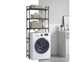 Wasmachine rek - Opbergrek - Wasmachine meubel - Opbouwmeubel - Toilet Rek - 67x25x163 cm - Hout - Gerookt Eiken
