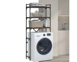 Wasmachine rek - Ombouw - Kast - Opbouwmeubel - Verhoger - Wasmachine meubel - Opbergkast - Hout - Bruin Eiken