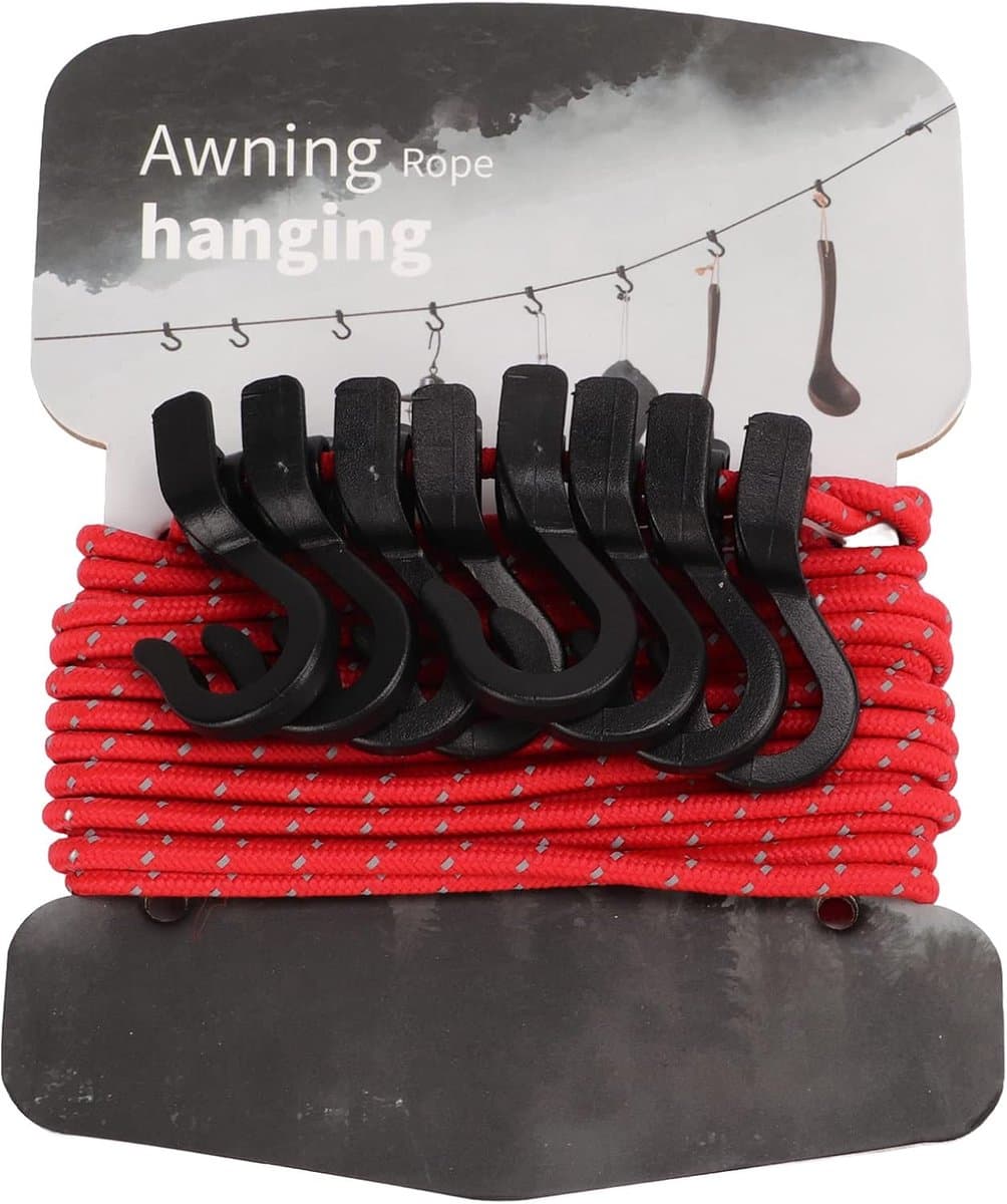 Hangende Waslijn - Reis Waslijn - Buiten Drogen - Reflecterend Touw - 4 Meter - Rood — afbeelding 1